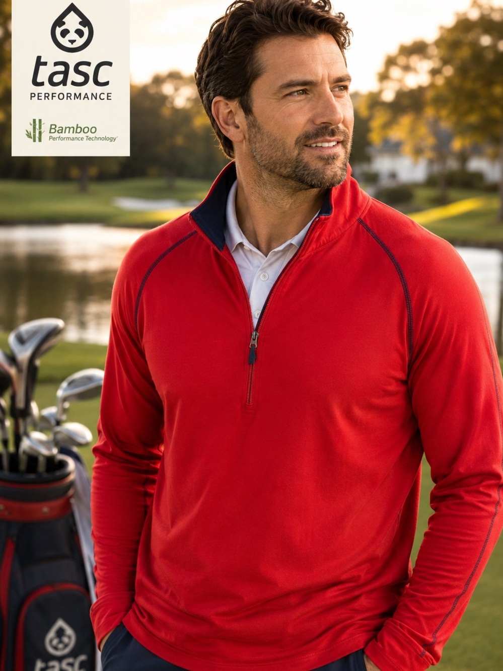 TASC Performance Men’s XXL Red Bamboo Quarter Zip Pullover Athletic Golf